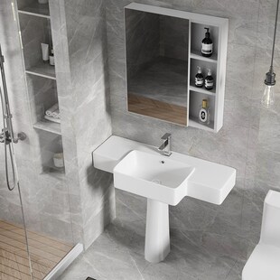 超窄长立柱式洗脸盆小户型卫生间洗手池阳台落地一体陶瓷大台面