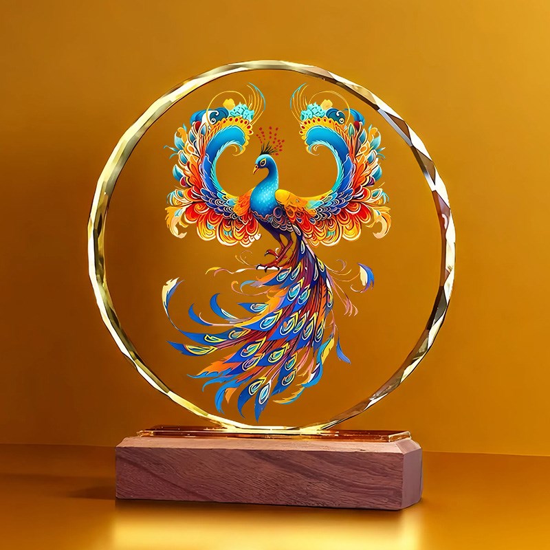 凤凰水晶摆件招财吉祥物富贵乔迁开业客厅办公室鸿运双Z全财福摆