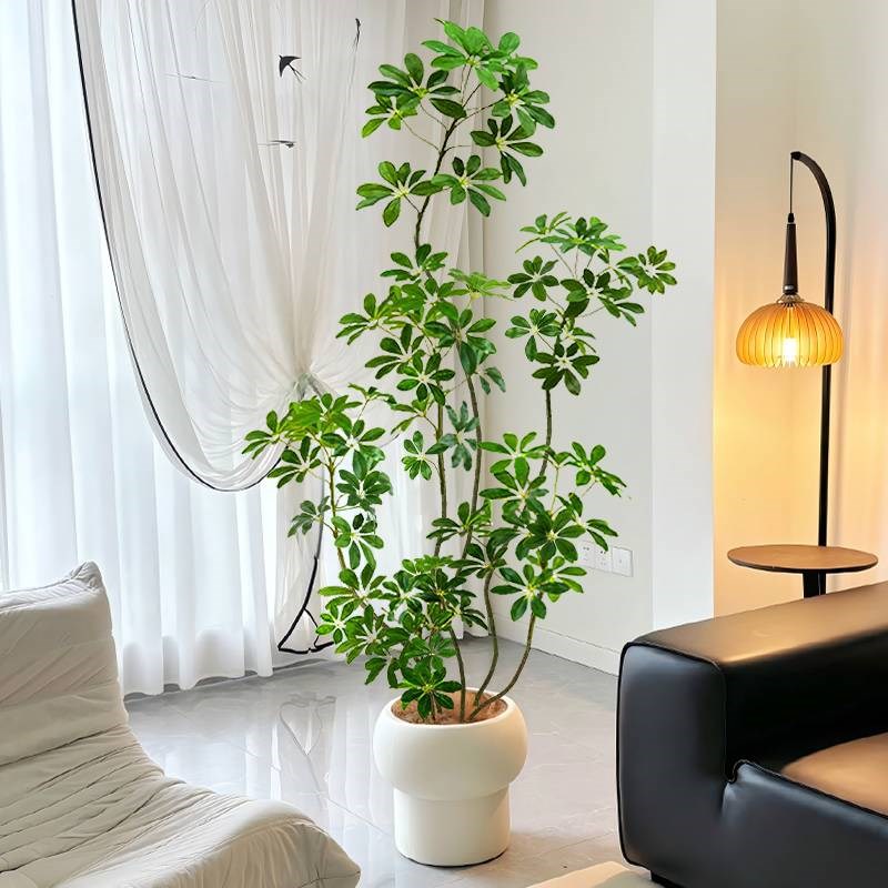 仿真绿植鸭脚木高端轻奢室内客厅电视柜落地大型植物装饰摆件假树