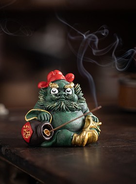 国潮招财钟馗赐福摆件创意天师一定赢个性潮玩办公室桌面工位装饰