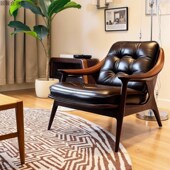 北美黑胡桃木现代轻奢沙发椅2025新款 椅单人阳 懒人沙发休闲