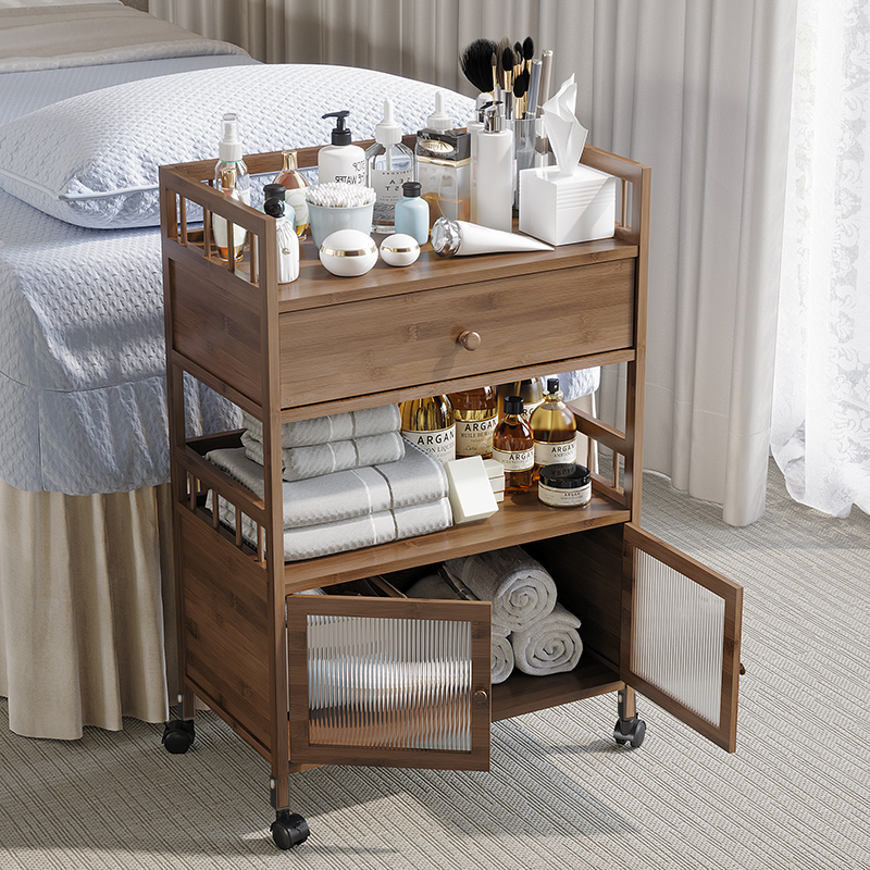 画车美术专用油画工具车多功能移动画具小推车三层实木制油画颜料