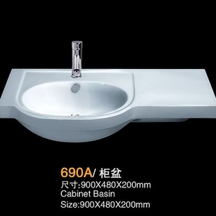左边盆洗面盆台盆一体盆洗脸陶瓷洗手柜盆右边80 90 CM左右洗漱盆