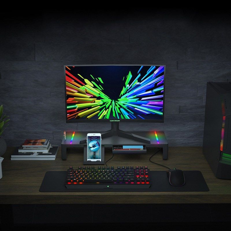 电脑显示器增高架带USB拓展坞RGB彩灯抽屉收纳手机iPad平板置物架,电脑硬件/显示器/电脑周边,显示器支架,淘宝优惠券,粉丝福利购,淘宝优惠卷