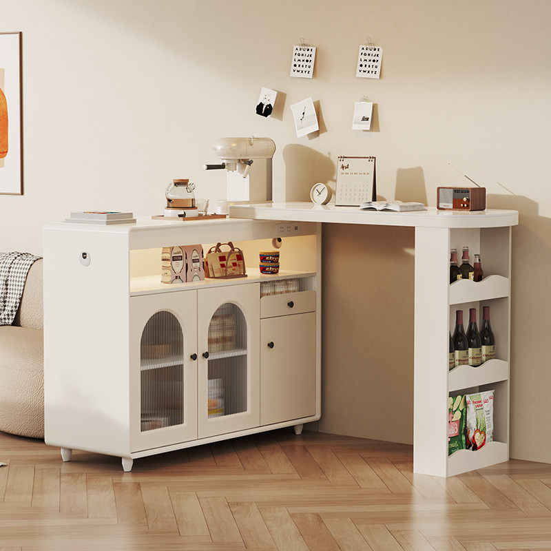 奶油风吧台桌家用可伸缩客厅岩板餐边柜隔断一体靠墙小户型储物柜,住宅家具,吧台,淘宝优惠券,粉丝福利购,淘宝优惠卷