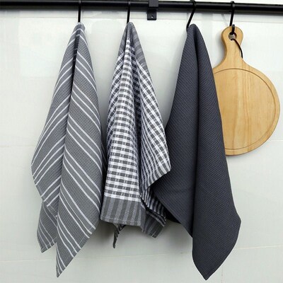 三条装灰色家居布艺茶餐巾厨房毛巾抹布kitchen towels washcloth