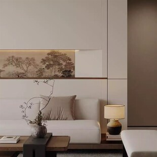 新中式古典休园图富春山居图腰线宋式美学中古风定制无缝墙布壁画