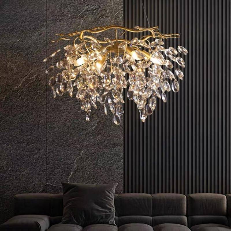 月影轻奢客厅灯简约现代卧室主灯北欧复古树枝餐厅灯水晶客厅吊灯