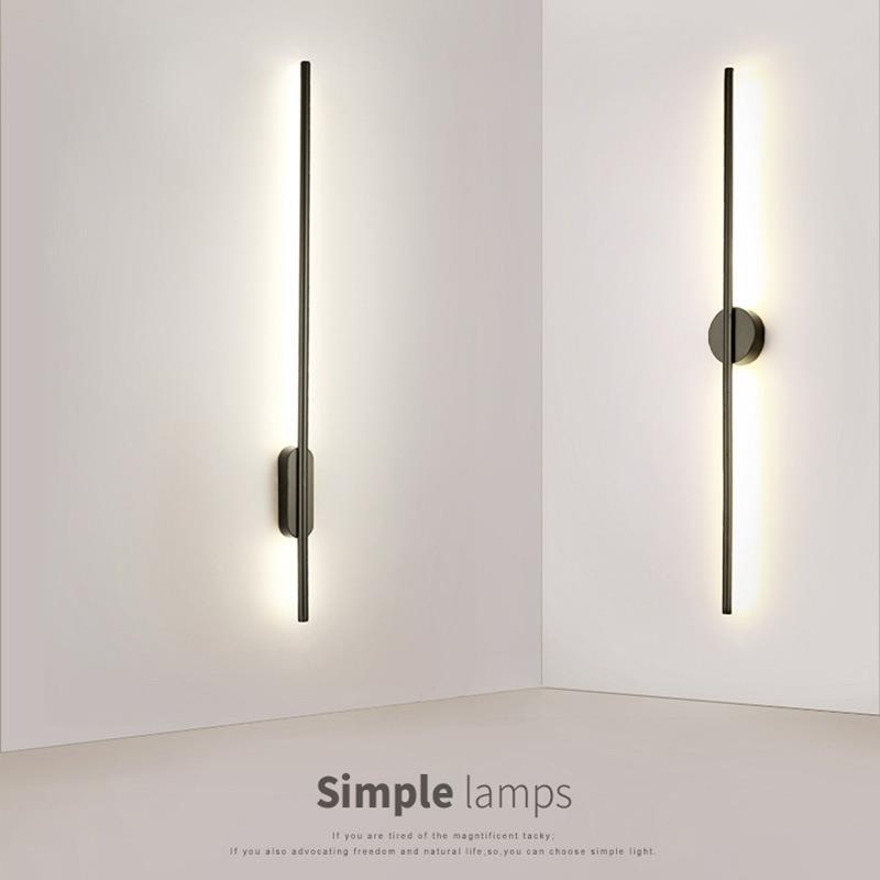 极简led长条壁灯简约现代走廊楼梯背景墙灯设计师家用卧室床头灯