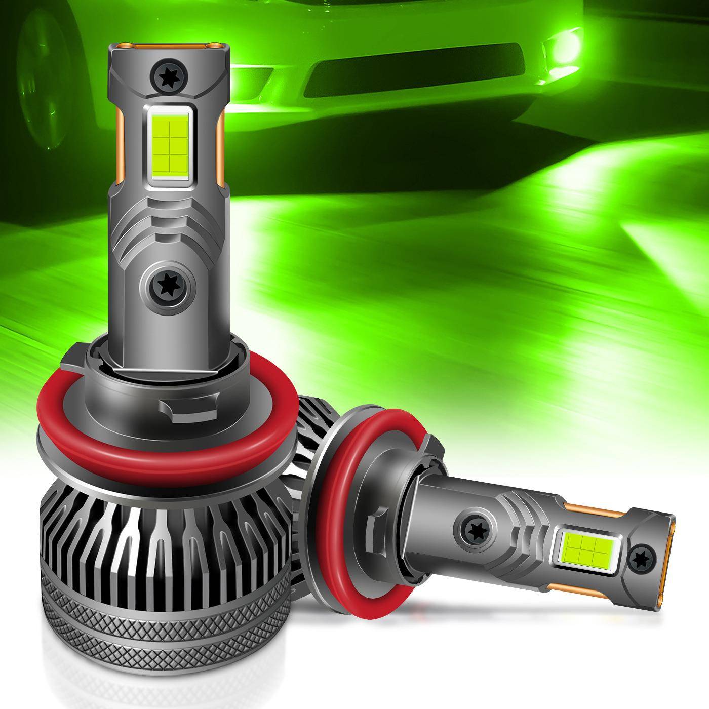 大功率青柠光H8H11双铜管9006汽车led大灯Lemon绿光H3雾灯PSX26W