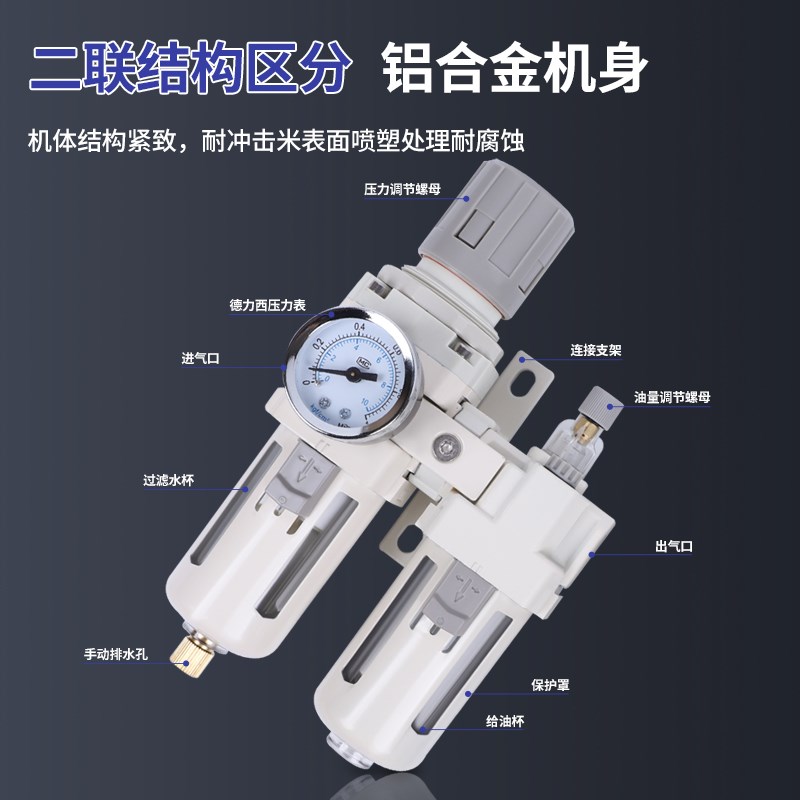 气源两联件油水分离过滤器AC2010-02  3010-0H3  4010-04D 5010-1