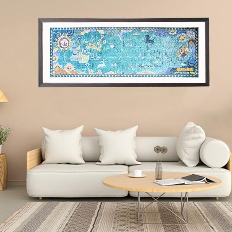 1000片丝绸之路拼图专用框 90*30挂墙 铝合金塑料实木细长画 画框