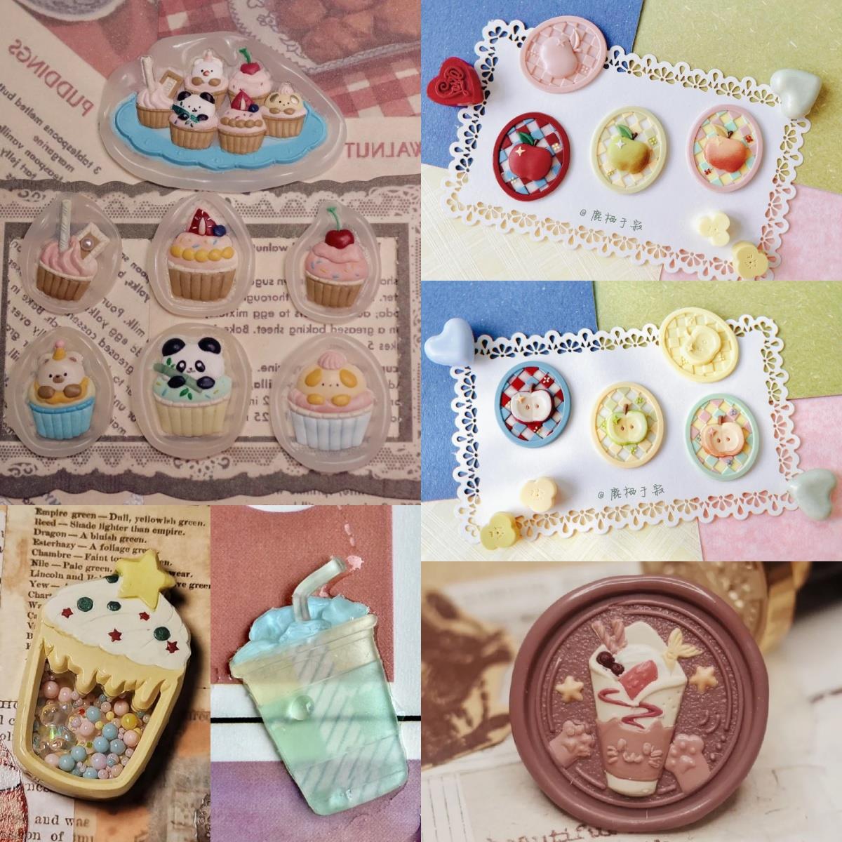 火漆印章章头熊猫纸杯蛋糕系列异形浮雕猫猫奶茶杯精雕空瓶子铜头