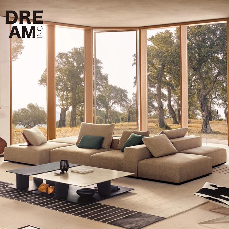 意式极简 poliform 西区岛屿模块组合双面布艺客厅横厅大平层沙发