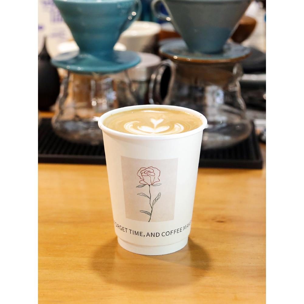 网红一次性400c咖啡纸杯创意奶茶中空双层防烫热饮杯外带纸杯定制