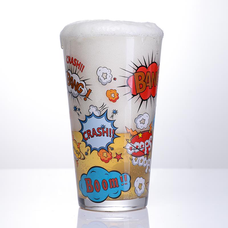 ins个性卡通爆炸花纹杯印花玻璃杯男女创意耐热牛奶饮料啤酒杯