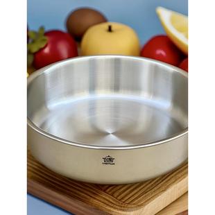 TT食品级304不锈钢盘子圆盘家用浅盘凉皮蒸盘圆形托盘菜盘碟子