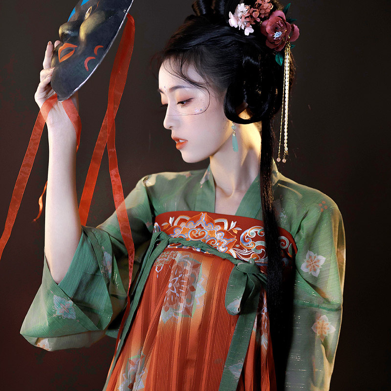 山迟汉服原创钧天复原唐制唐风齐胸襦裙破裙现货春夏显瘦少女披帛