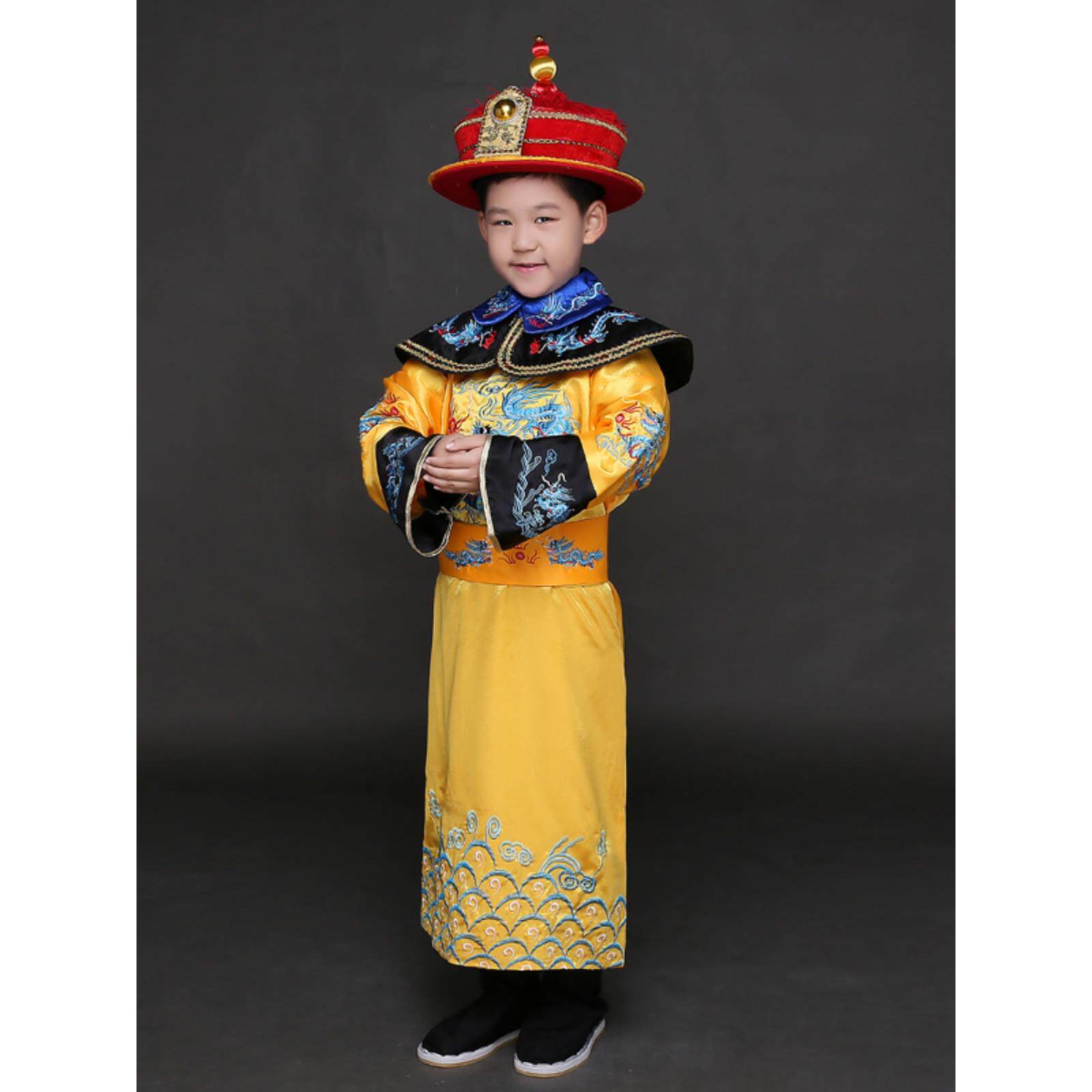 儿童古装男童清朝皇帝龙袍服装小男孩皇太子旗服古代演出服皇帝服
