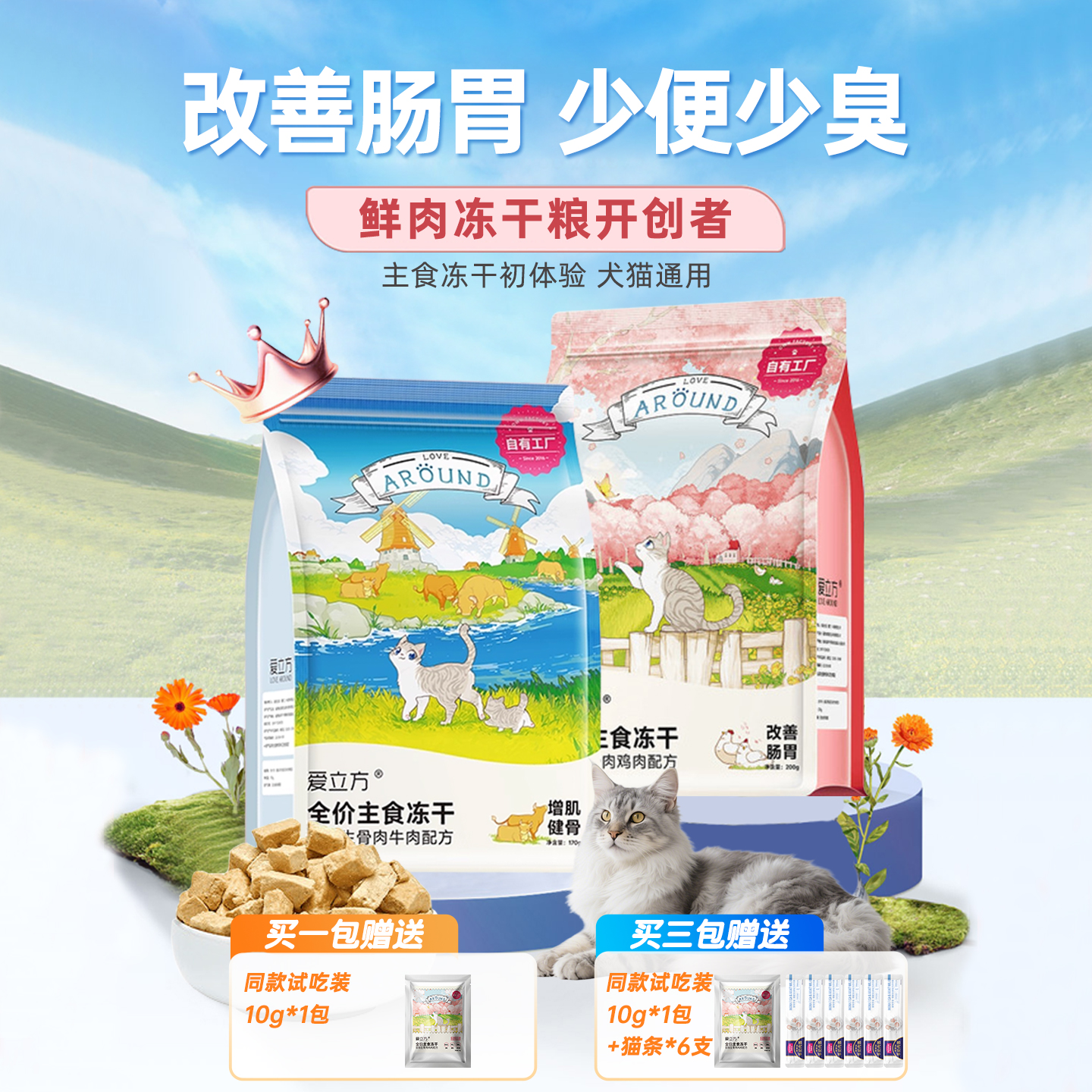 主食冻干成猫幼猫低敏防软便猫粮