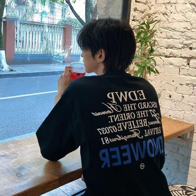 国潮美式重磅纯棉短袖t恤男2026夏季新款字母印花帅气上衣ins潮流