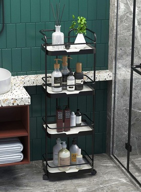 轻奢岩板b浴室置物架毛巾架落地卫生间多层隔板收纳洗手间浴巾架