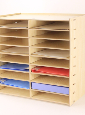 多层桌面文件架子j20格A4纸办公学生书架座框木质收纳架盒置物架