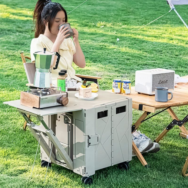 露营车折叠箱营地折叠车拉u杆营地车户外收纳箱车带桌面板拉杆箱