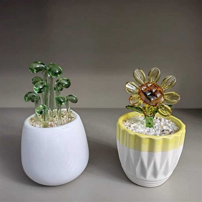 创意琉璃多肉小盆栽办公室桌面摆件玻璃仿真绿植S客厅假花装饰摆