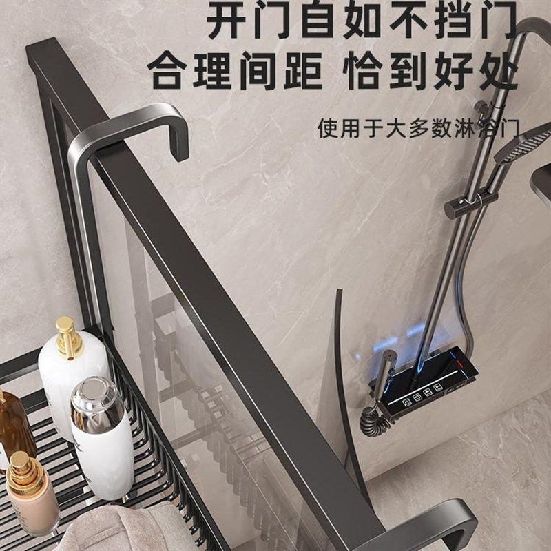 浴室毛巾架免打j孔厕所浴巾架毛巾杆卫生间置物架淋浴房玻璃门挂