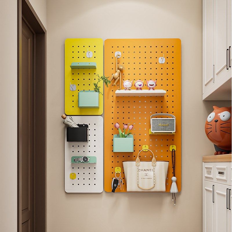 墙上免打孔洞洞板学习桌儿童x房桌上金属搁板收纳展示架磁吸置物,收纳整理,收纳洞洞板,淘宝优惠券,粉丝福利购,淘宝优惠卷