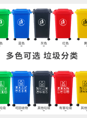强风垃圾b桶大号商用厨房分类家用带盖户外环卫大垃圾箱50L30升