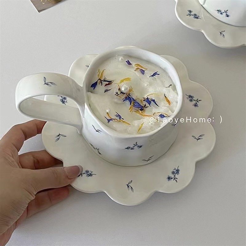 复古碎花陶瓷咖啡杯碟irns高颜值下午茶餐具早餐马克杯子小众礼物,餐饮具,咖啡杯,淘宝优惠券,粉丝福利购,淘宝优惠卷