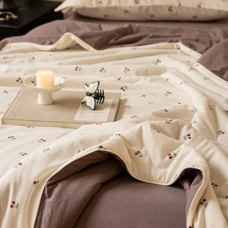 A类全棉天竺棉夏凉被四件套w针织棉空调被可机洗纯棉夏被被子被芯