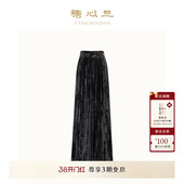 阔腿裤 长裤 气质 黑色绣花新中式 糖心旦TANGXINDAN玄鸟