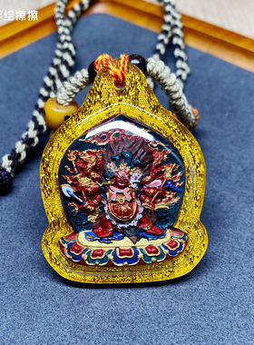 『藏说』矿物颜料纯手绘马头明王药擦擦藏式文玩项链吊坠唐卡配饰
