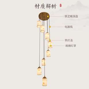 楼梯吊灯客厅灯别墅自建房吊线旋转楼梯灯LED现代简约大气吊灯