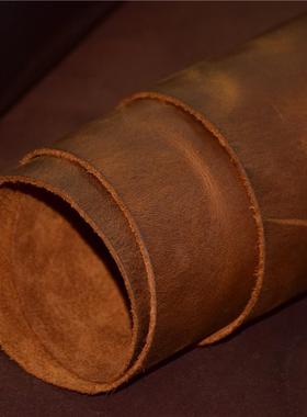 0疯马皮 蜡感变色皮 刮变头层真皮 环保欧标DIY牛皮