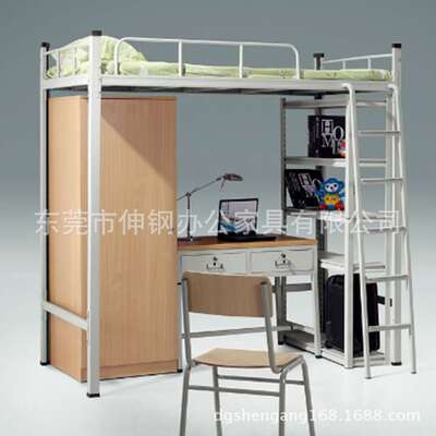 双层高低床 学生公寓床工厂员工连体上下铁床东莞办公家具