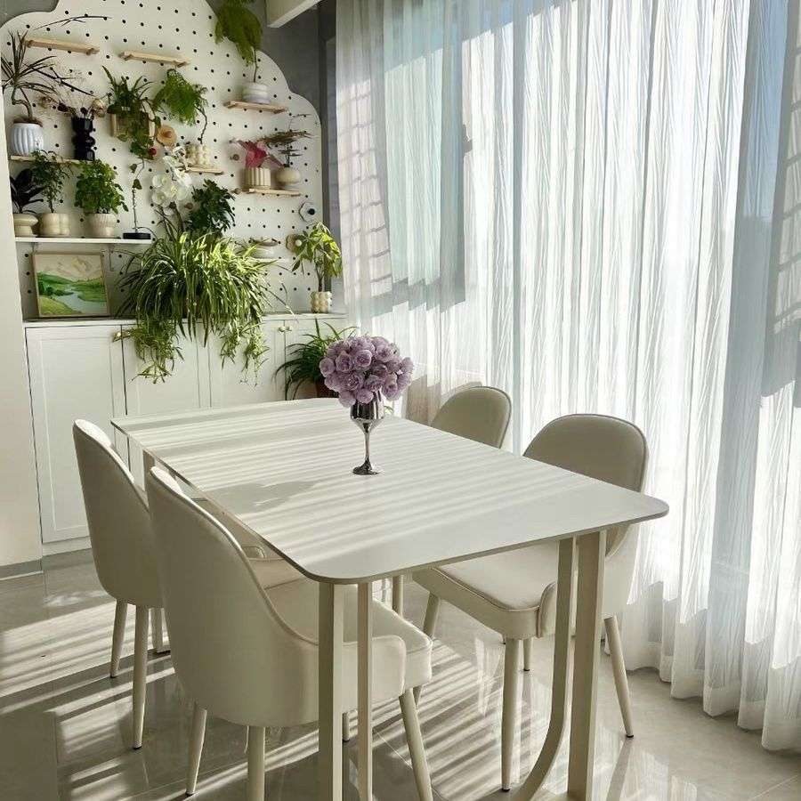 茶风岩台式电脑桌餐桌桌子客厅法式网红奶油椅家用办公桌白色板书