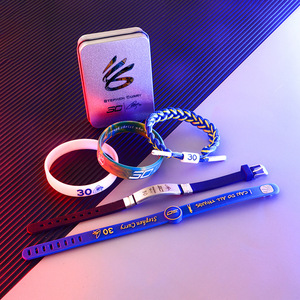 篮球手环库里nba球星鞋带手环篮球周边科比夜光硅胶运动手环5pc-