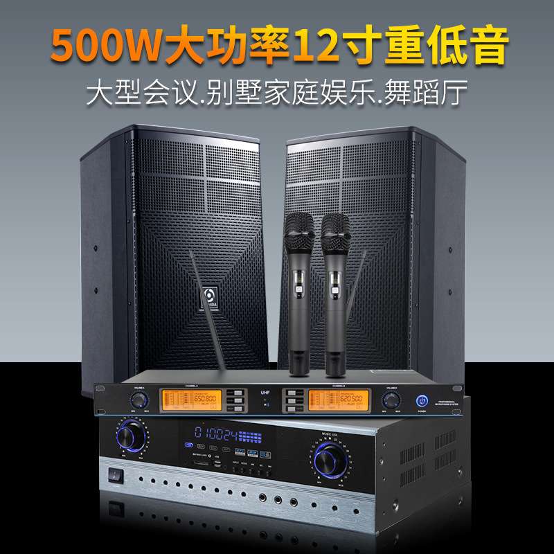 音智达12寸专业会议音响家庭K歌KTV无源对箱KT12大功率多媒体音箱