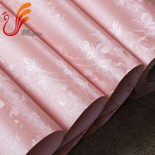 加厚粉红墙纸压纹防水PVC自粘墙纸卧室客厅墙壁纸家居室内自粘墙