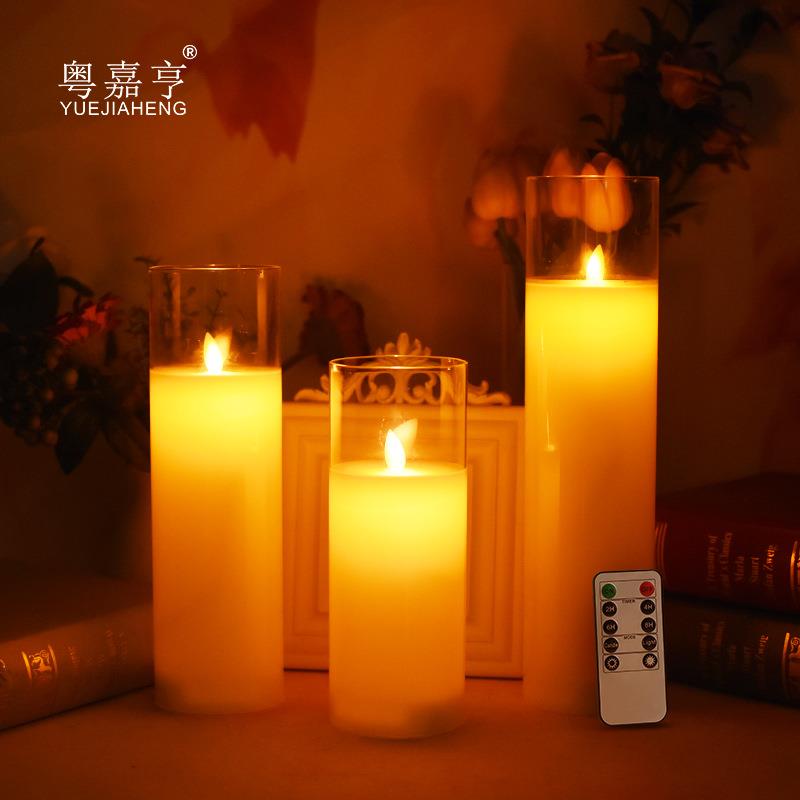 LED电子蜡烛玻璃杯摇摆遥控无烟蜡烛浪漫表白布置求婚引路假蜡烛
