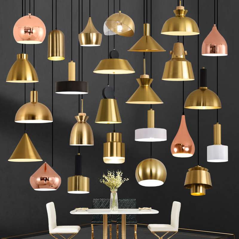 ?轻奢工业风金色店铺商用灯罩吊灯餐厅吧台现代简约酒店餐饮宴会