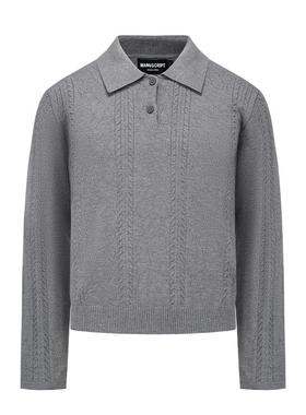 MANUSCRIPT麦穗提花Polo衫 cleanfit设计感男复古条纹长袖针织T恤