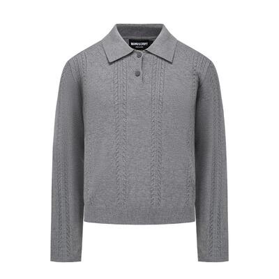 MANUSCRIPT麦穗提花Polo衫 cleanfit设计感男复古条纹长袖针织T恤