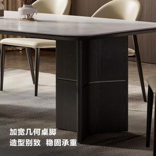 轻奢岩板餐桌长方形餐厅小户型家用不锈钢脚现代简约餐椅 广巢意式