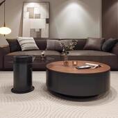 中383古风形实木茶几组合圆客家用轻奢现代茶简厅约小户型高级感