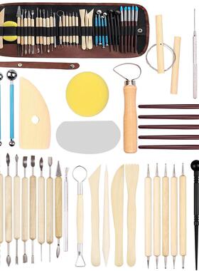 陶泥工具制4件套作镭丝雕刀泥塑黏刻土套装实TLP3心翻糖丸棒压痕